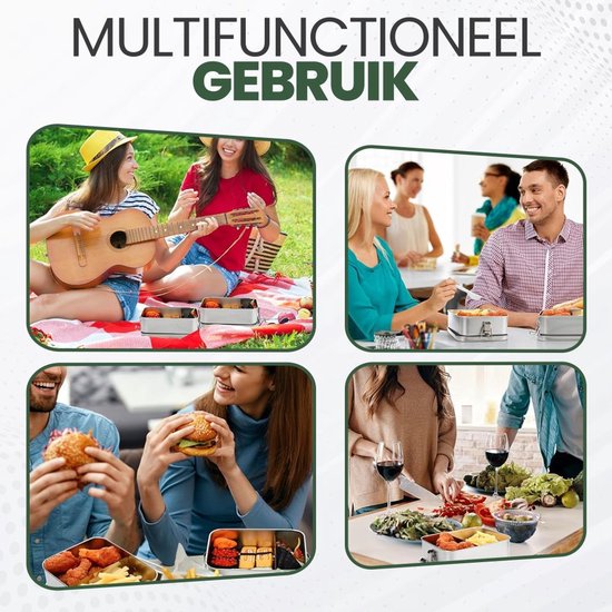 Lunchbox - RVS Broodtrommel - Bentobox - Lek & BPA-vrij - Meal prep - 1200 ML